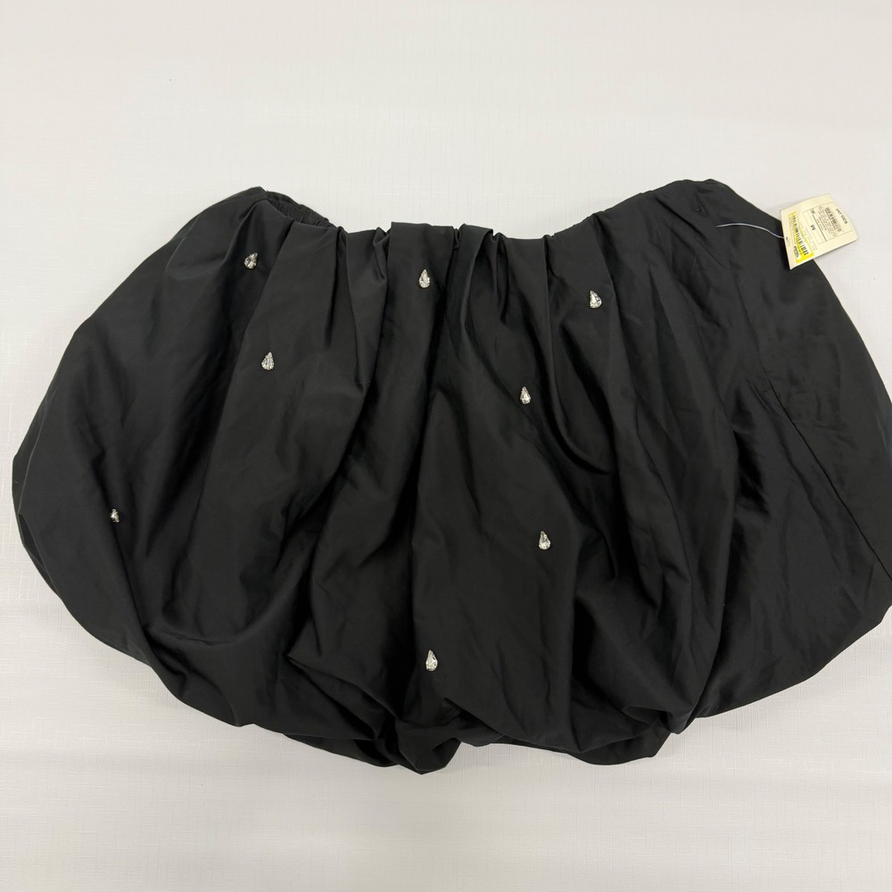 A New Day Black Bubble Mini Skirt Rhinestone Embellished Puffy Party Skirt M
